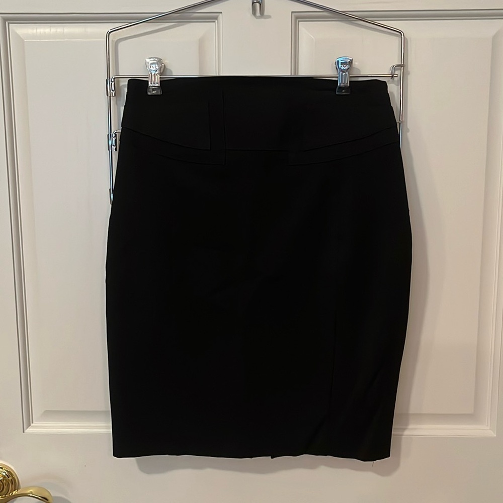 Express black high waist pencil midi skirt with back slit and buckle size 2